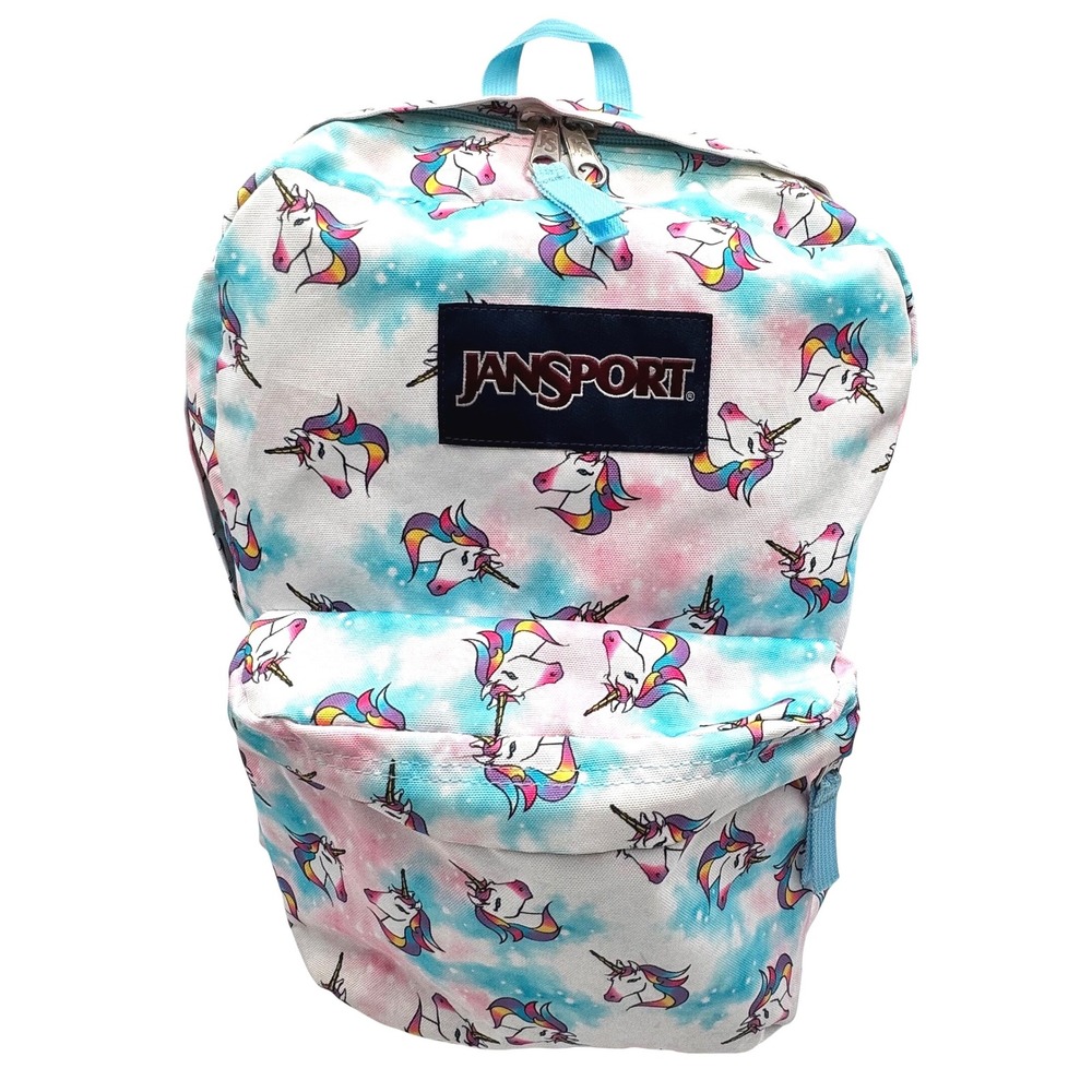 JanSport Unicorn Backpack Blue Pink Tie Dye Rainbow Mane School Book Bag